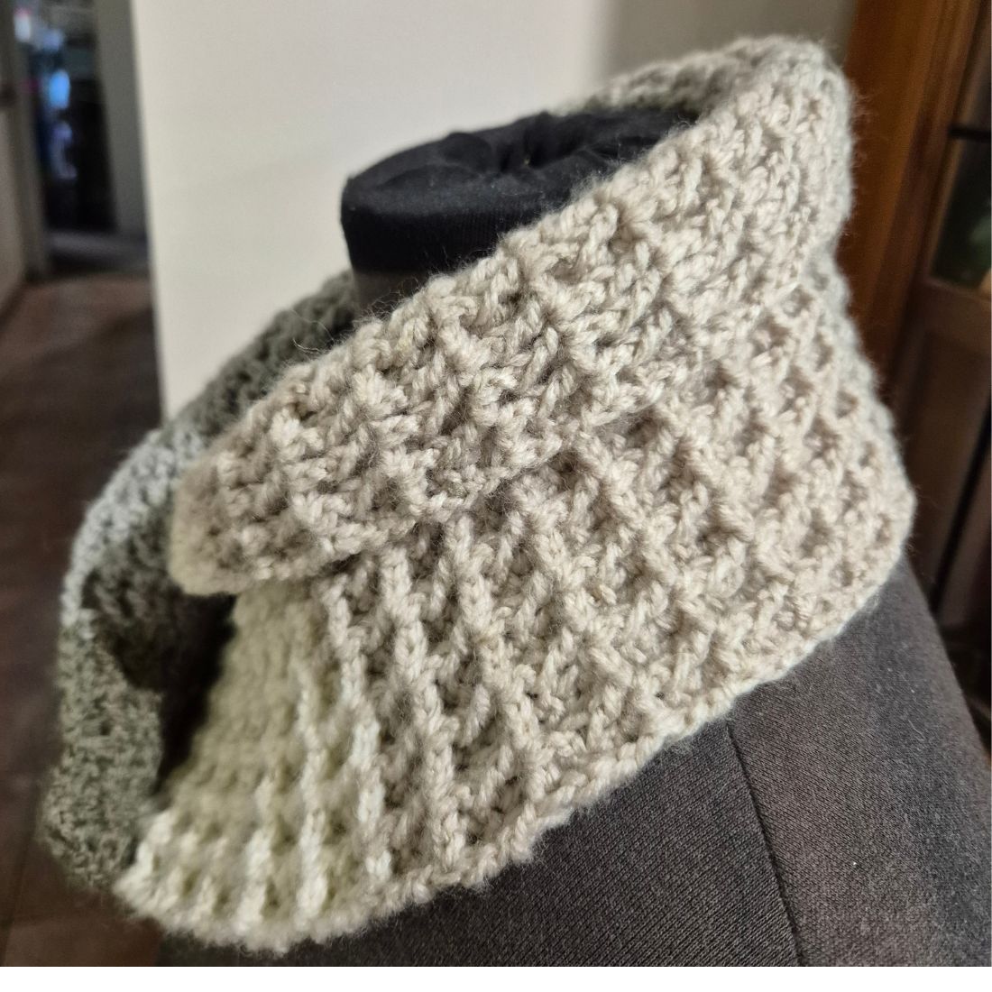 Handmade Crochet Cowl Neck Warmer Scarf Buttoned