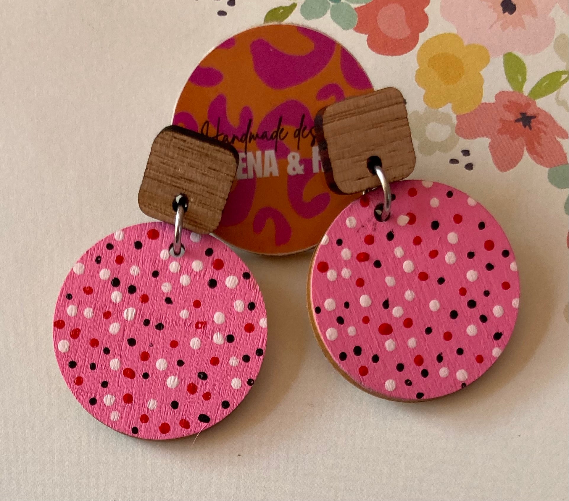Hand painted dotty earrings