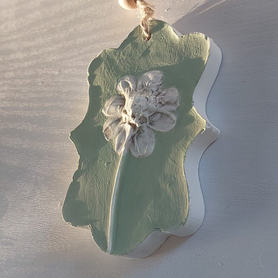 Hand-pressed botanical Wall Art | Floral Bas-Relief Plaster Plaque