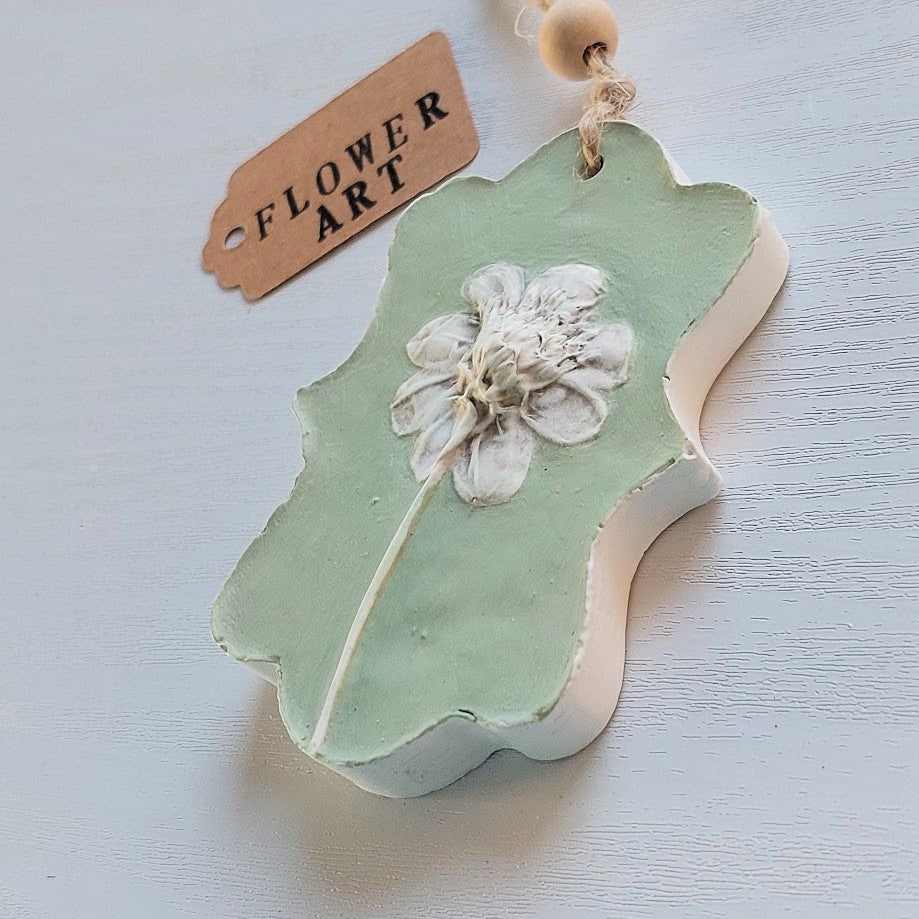 Hand-pressed botanical Wall Art | Floral Bas-Relief Plaster Plaque