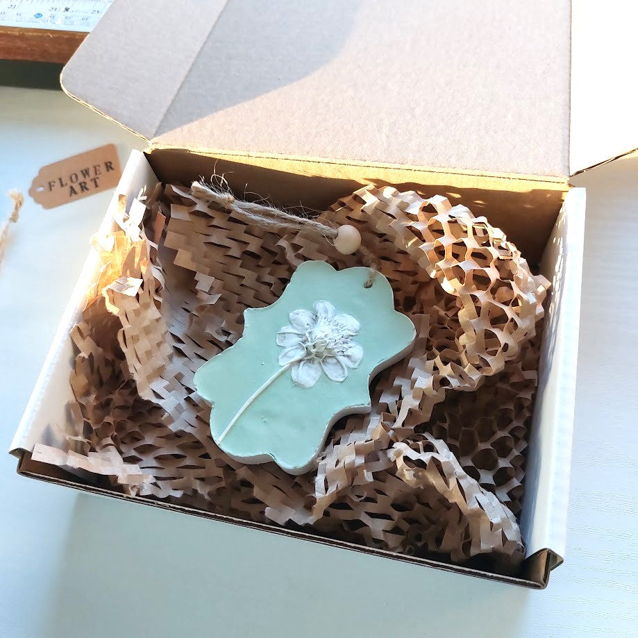 Hand-pressed botanical Wall Art | Floral Bas-Relief Plaster Plaque