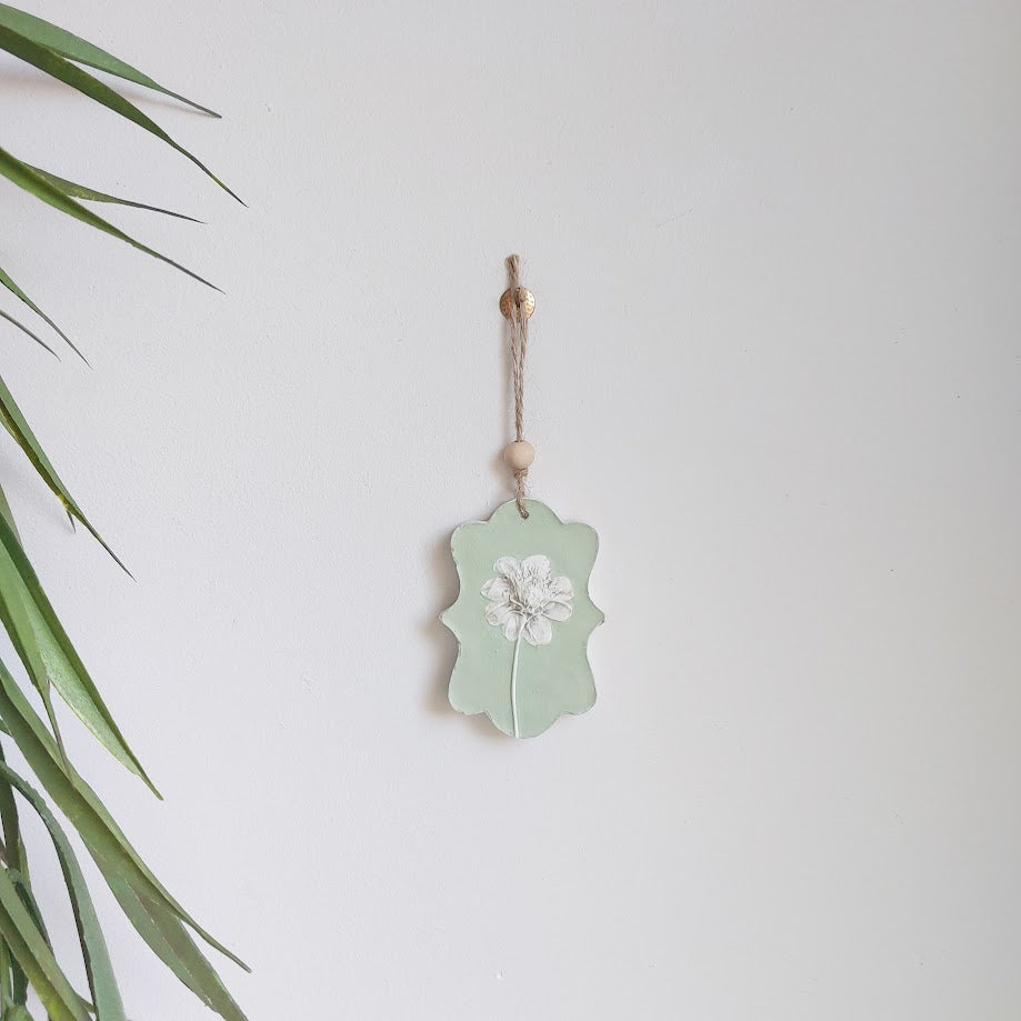 Hand-pressed botanical Wall Art | Floral Bas-Relief Plaster Plaque