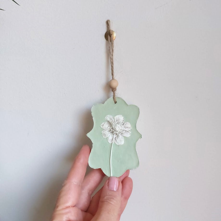 Hand-pressed botanical Wall Art | Floral Bas-Relief Plaster Plaque