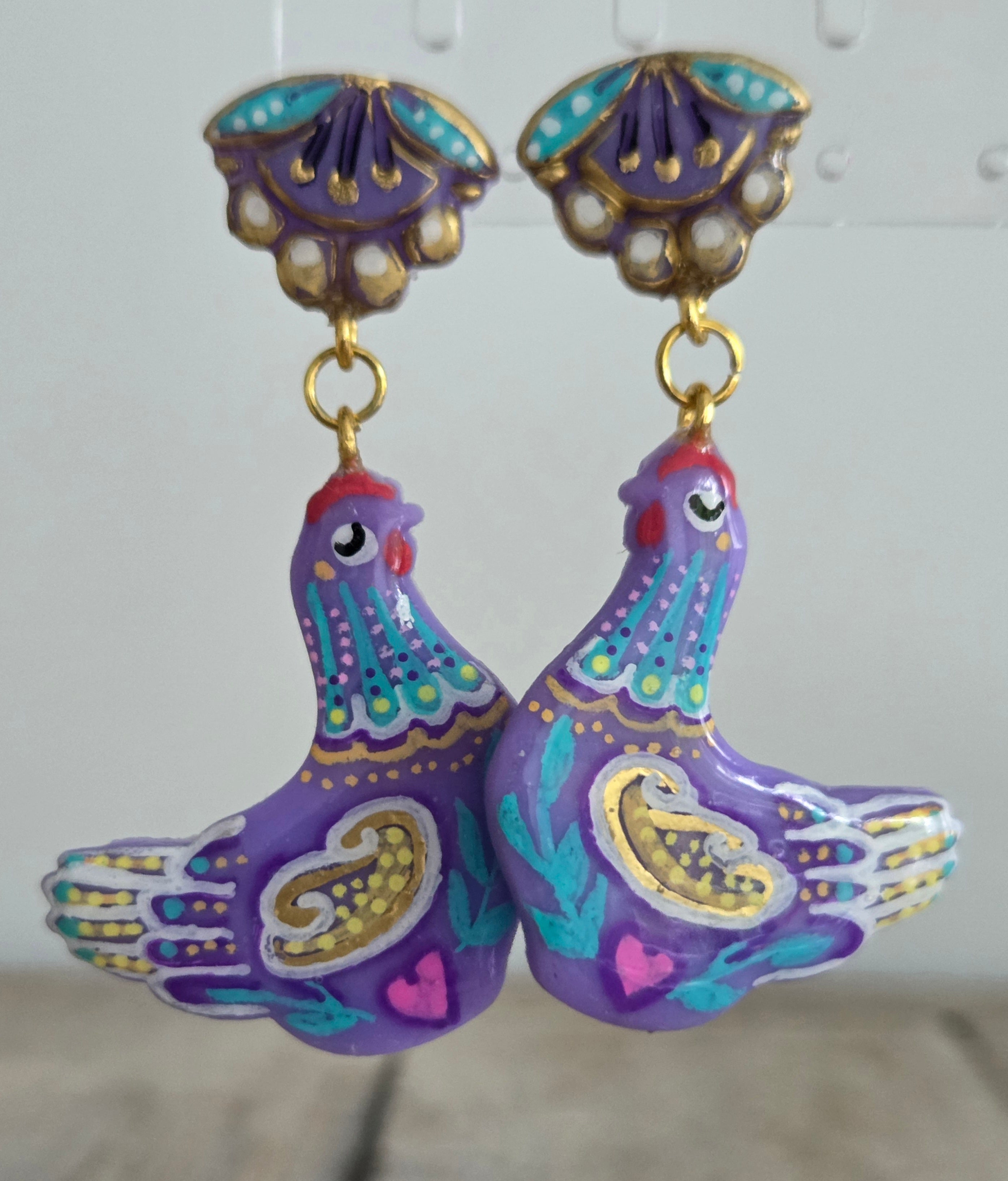 Lavender Hen Dangles
