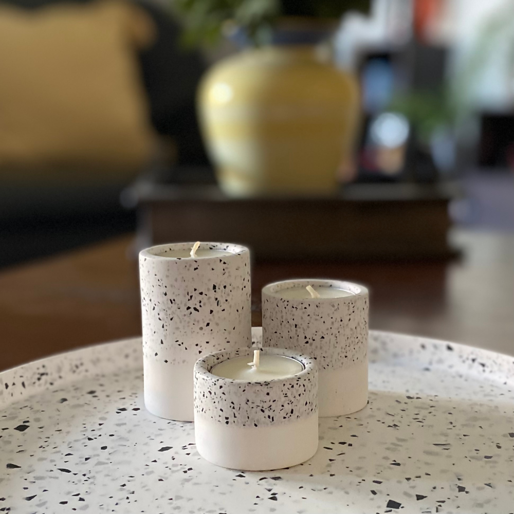 Tealight candle holders - set of 3 in various Terrazzo designs