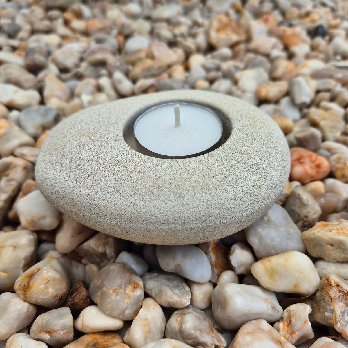 Large eco-stone pebble shaped tealight candle holder