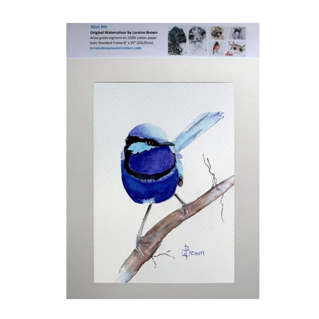 Mini Me #209 Splendid Fairy Wren Original Watercolour Painting