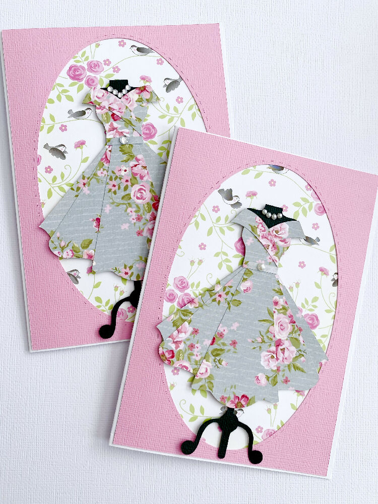 Floral Dress cards, birthday card. Mother's day.