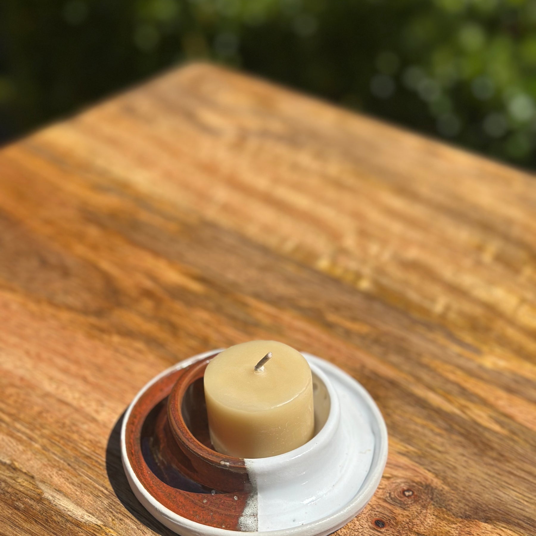 Half Moon Red and White Candle Holder