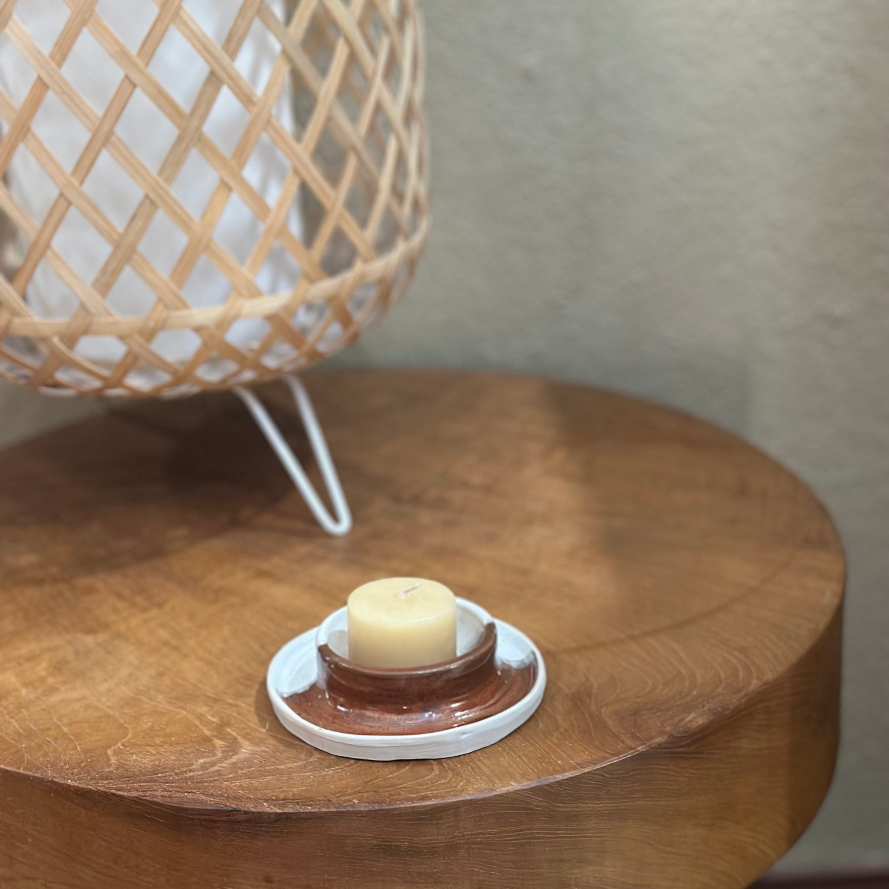 Half Moon Red and White Candle Holder