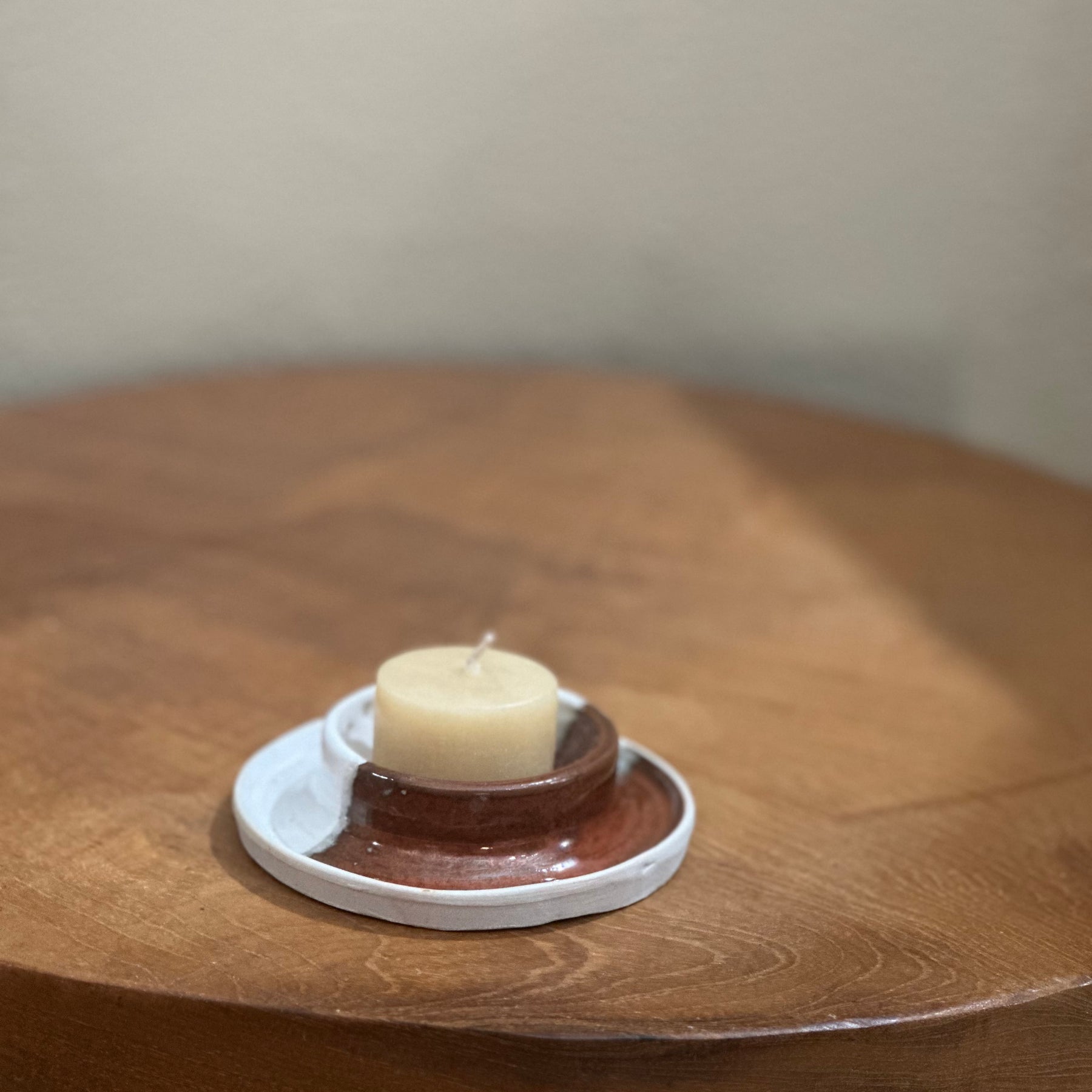 Half Moon Red and White Candle Holder