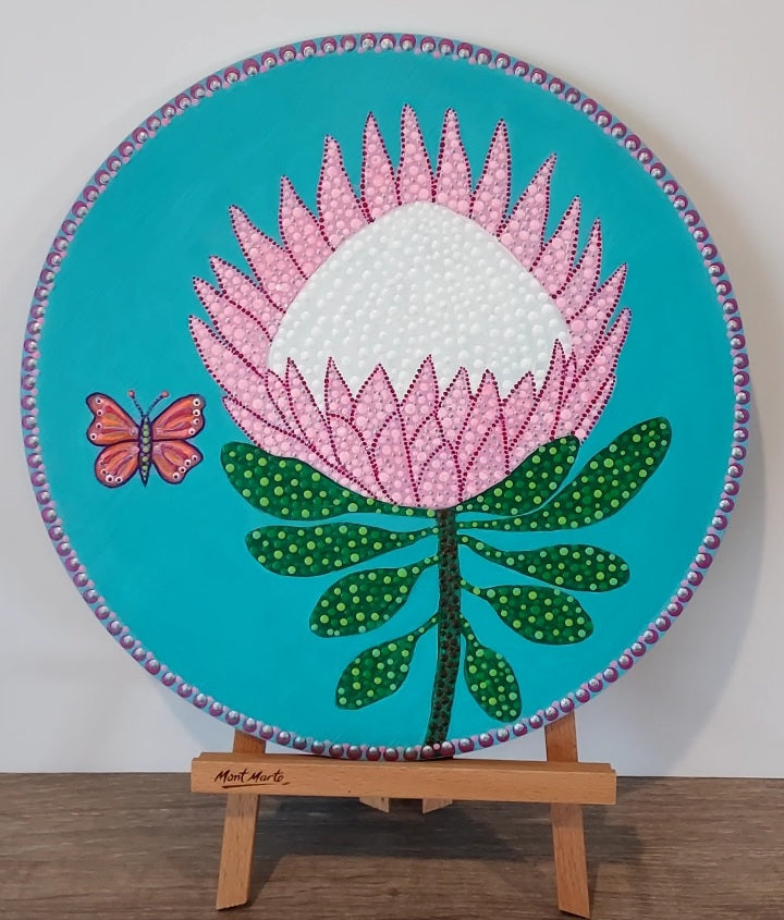 New Original design Dot Art  called " Pink Protea"