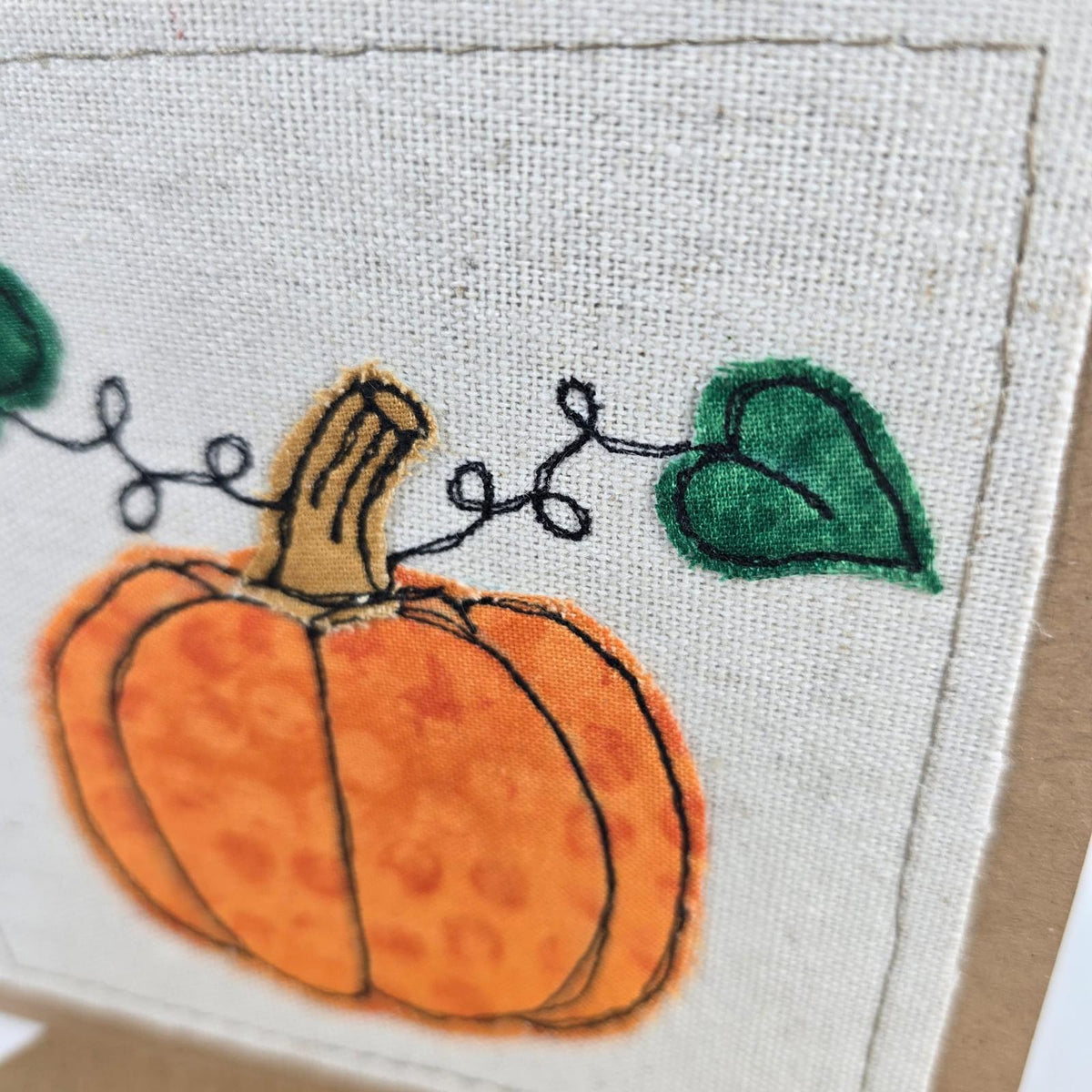 Pumpkin - Handmade Fabric Greeting Card