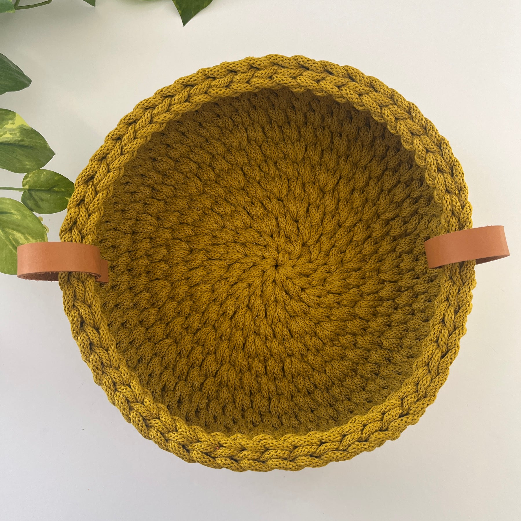 Crochet basket with handles - colour Spicy Yellow