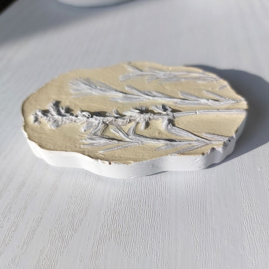 Hand-pressed Lavender Wall Art | Floral Bas-Relief Plaster Plaque