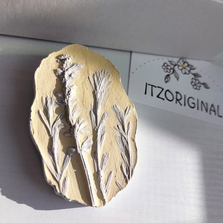 Hand-pressed Lavender Wall Art | Floral Bas-Relief Plaster Plaque