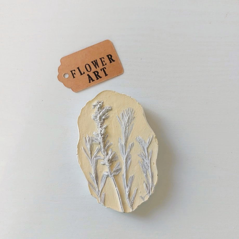 Hand-pressed Lavender Wall Art | Floral Bas-Relief Plaster Plaque