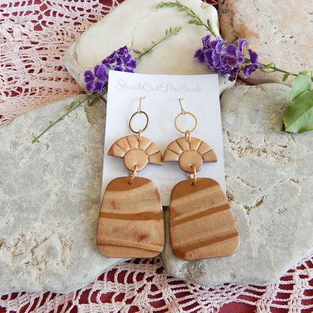 Bronze & Brown Polymer Clay Earrings 