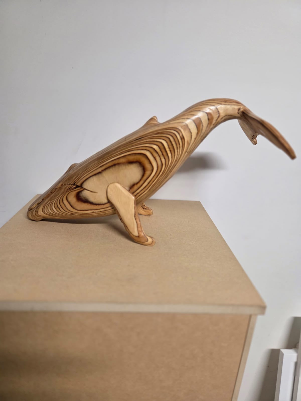 Hand carved Whale wooden sculpture