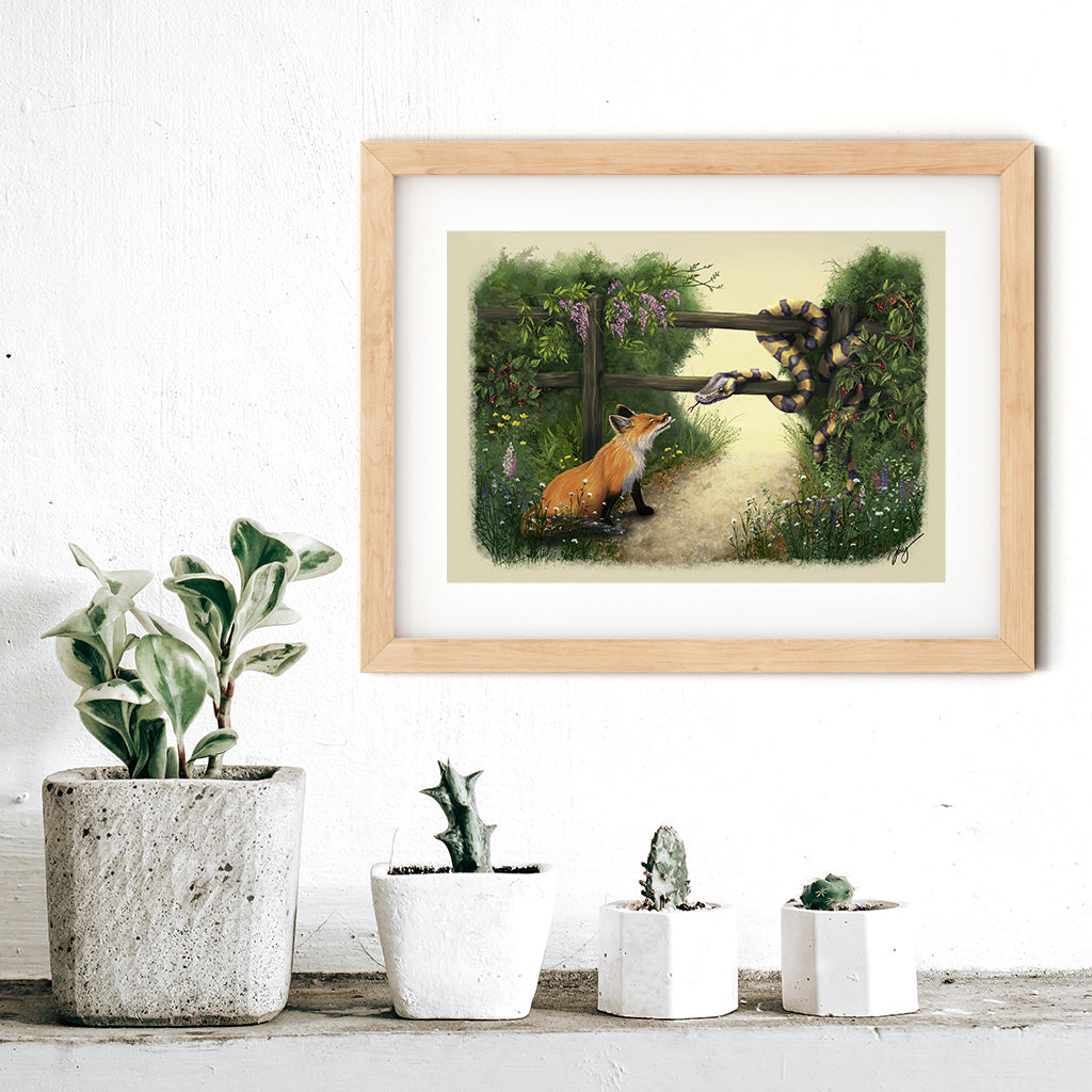 The Fox and the Snake | Storybook Illustration | Wall Art
