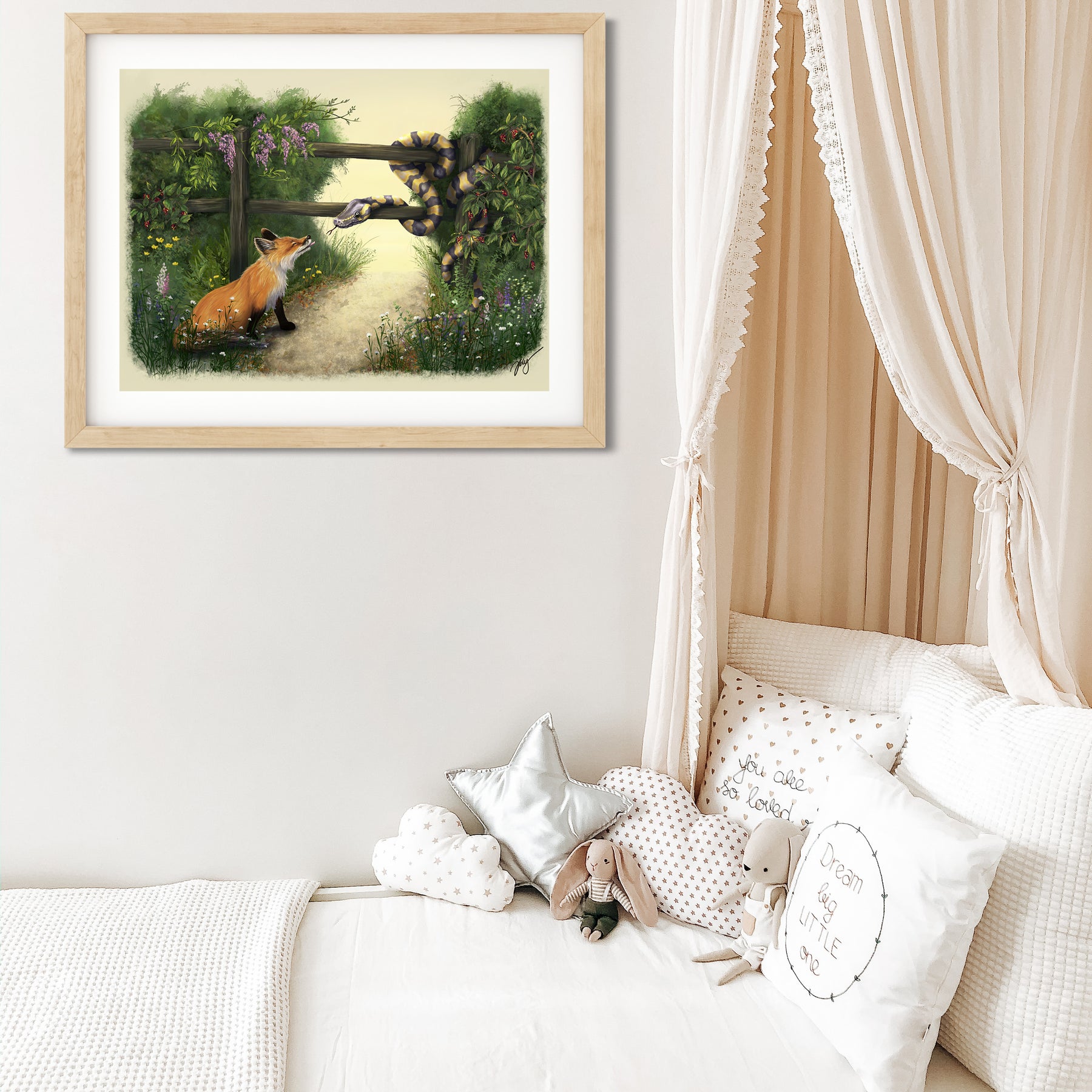 The Fox and the Snake | Storybook Illustration | Wall Art