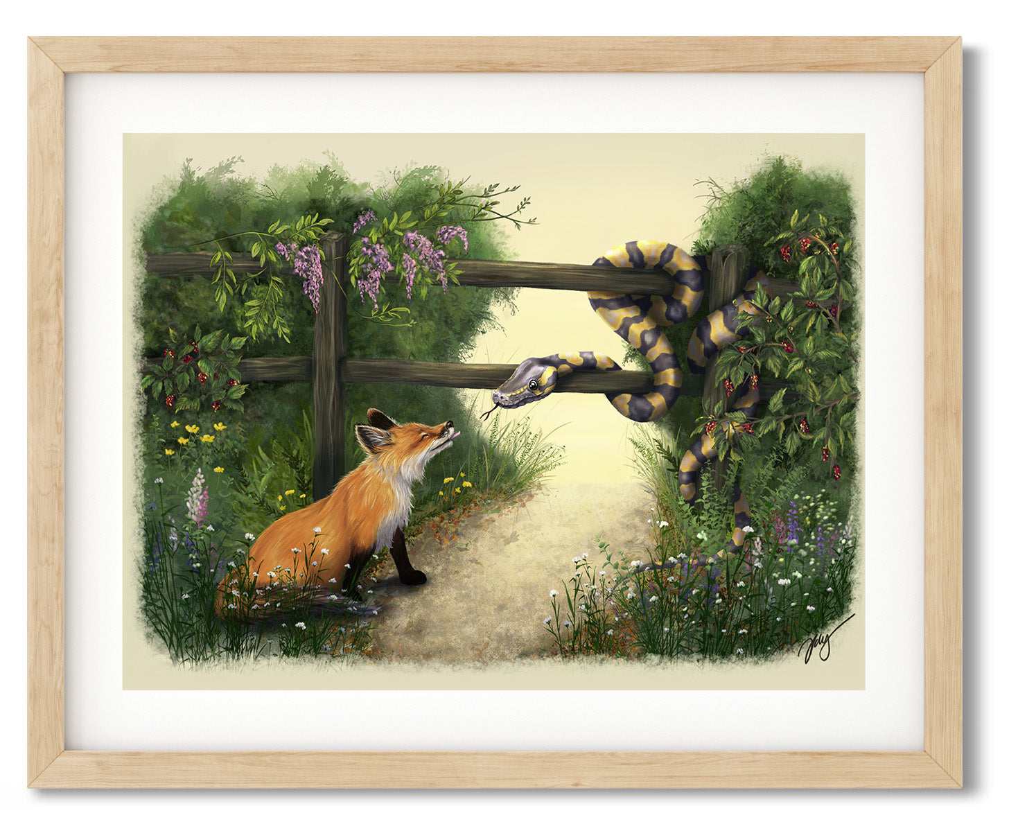 The Fox and the Snake | Storybook Illustration | Wall Art