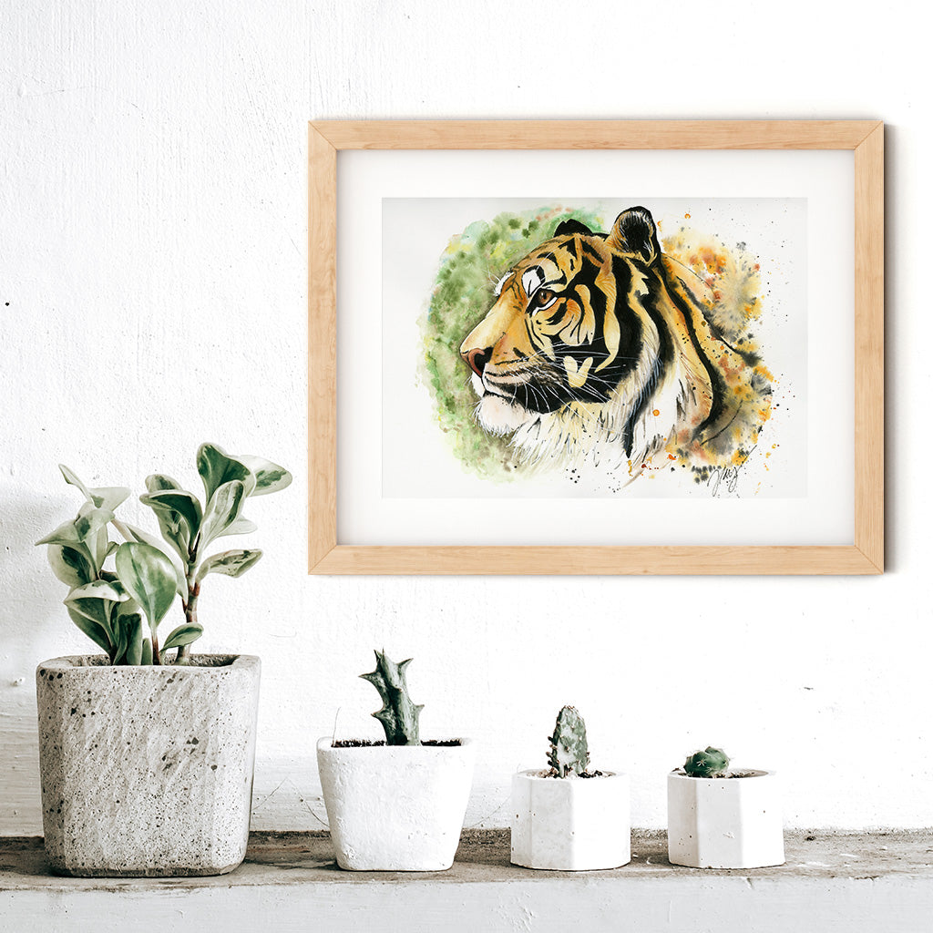 Tiger Watercolor Animal Print | Wildlife Illustration | Wall Art