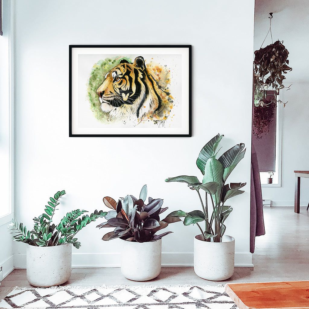 Tiger Watercolor Animal Print | Wildlife Illustration | Wall Art