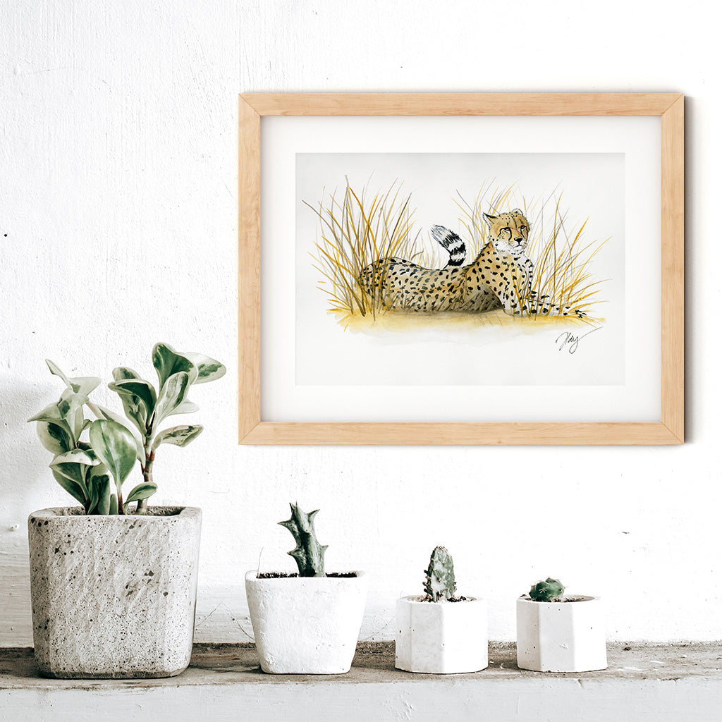 Cheetah Watercolor Animal Print | Wildlife Illustration | Wall Art