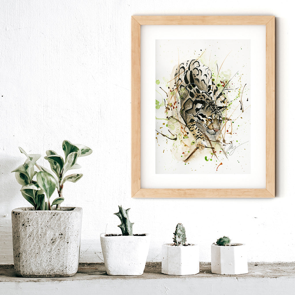 Clouded Leopard Watercolor Animal Print | Wildlife Illustration | Wall Art