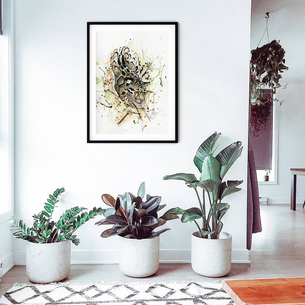 Clouded Leopard Watercolor Animal Print | Wildlife Illustration | Wall Art