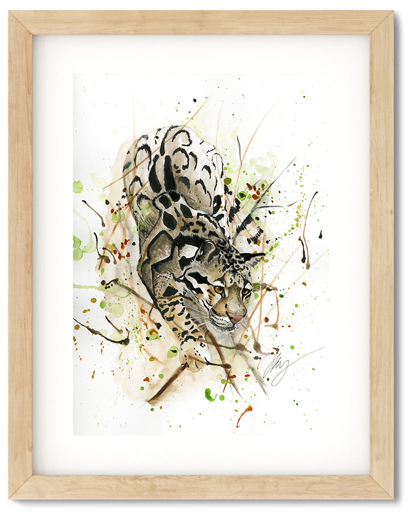 Clouded Leopard Watercolor Animal Print | Wildlife Illustration | Wall Art