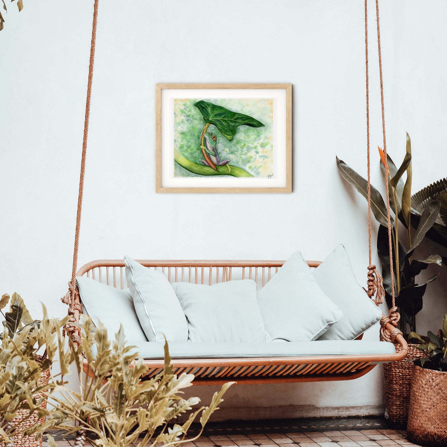 Green Tree Frog Original Watercolor Art | Wildlife Illustration | Wall Art