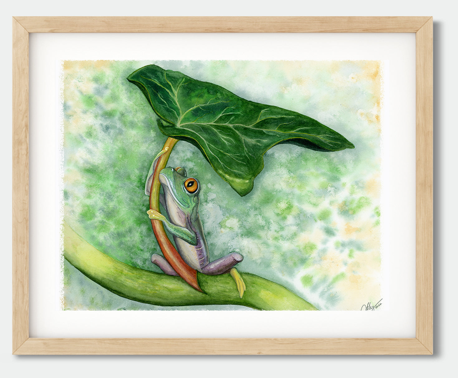 Green Tree Frog Original Watercolor Art | Wildlife Illustration | Wall Art