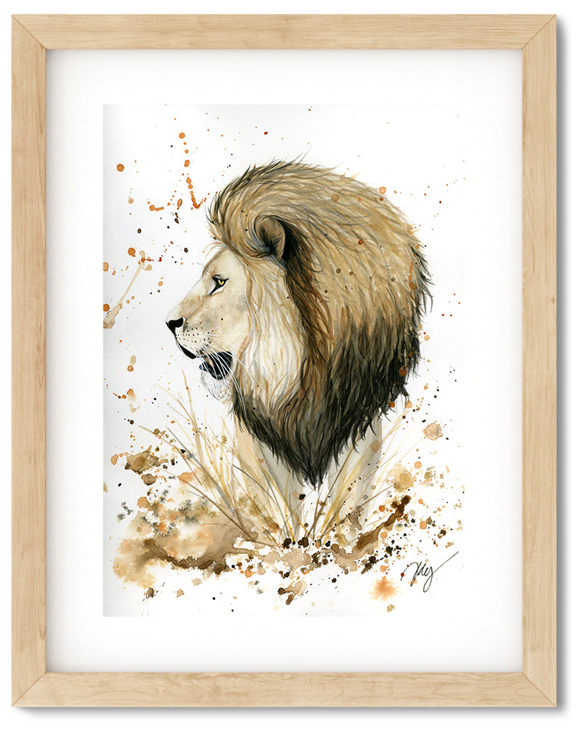Lion Watercolor Animal Print | Wildlife Illustration | Wall Art