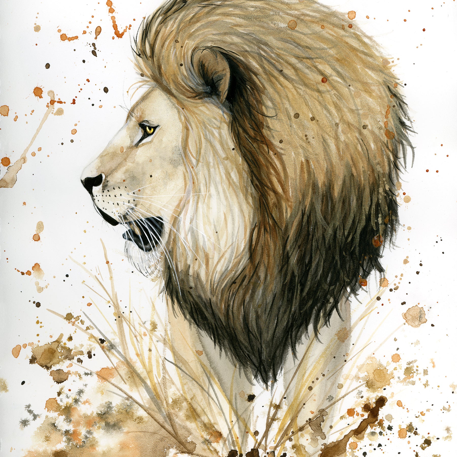 Lion Watercolor Animal Print | Wildlife Illustration | Wall Art