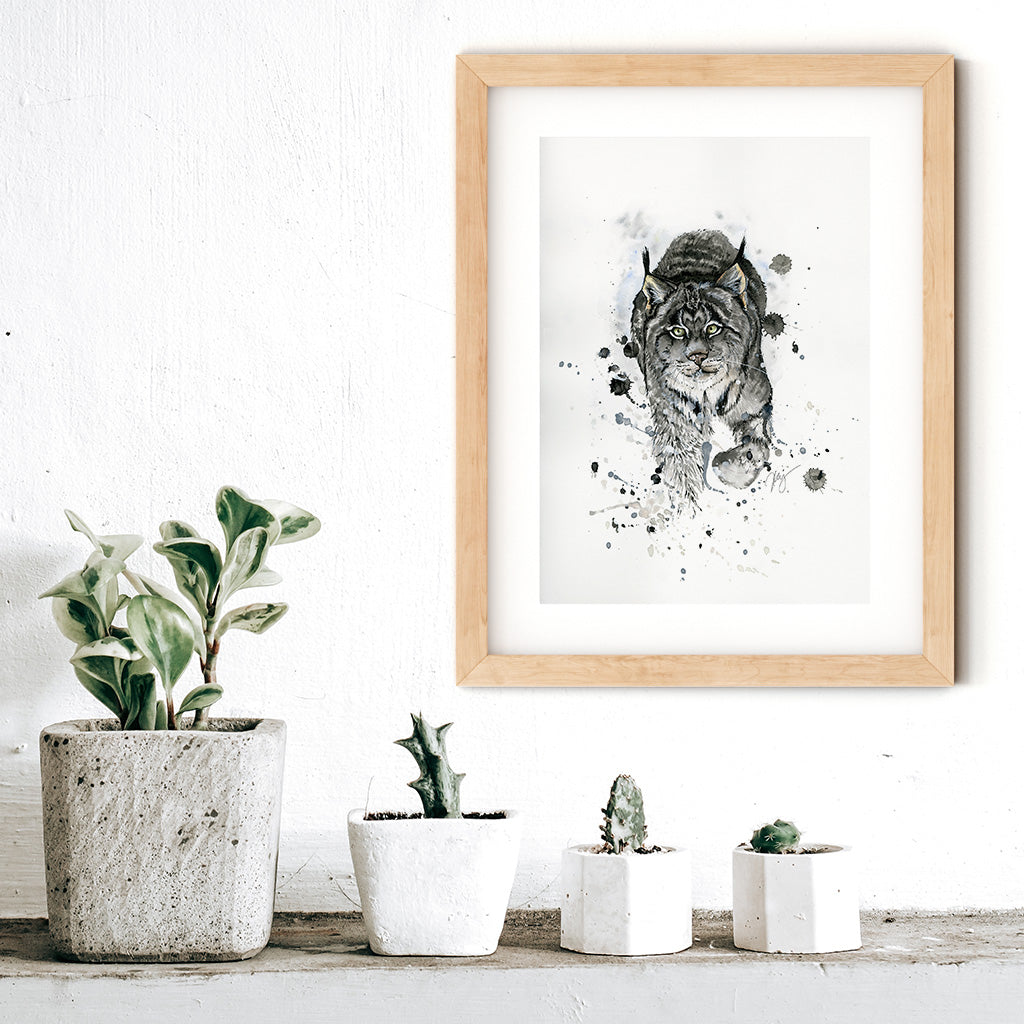 Lynx Watercolor Animal Print | Wildlife Illustration | Wall Art