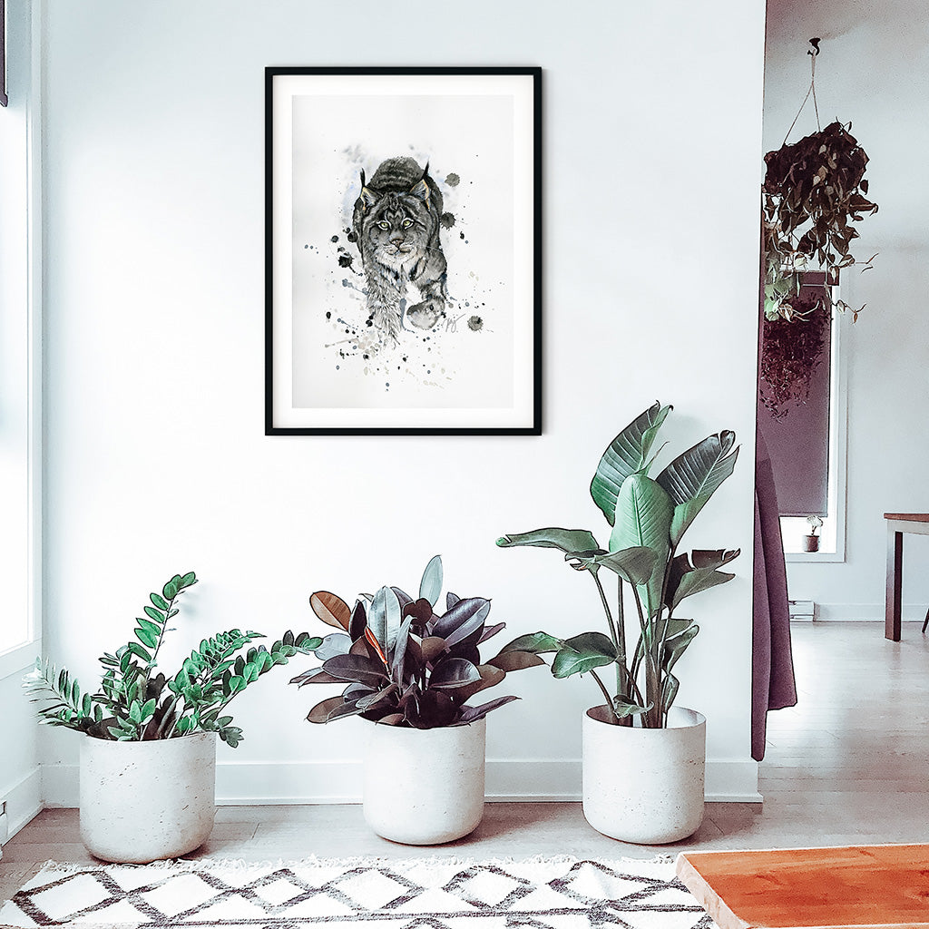 Lynx Watercolor Animal Print | Wildlife Illustration | Wall Art