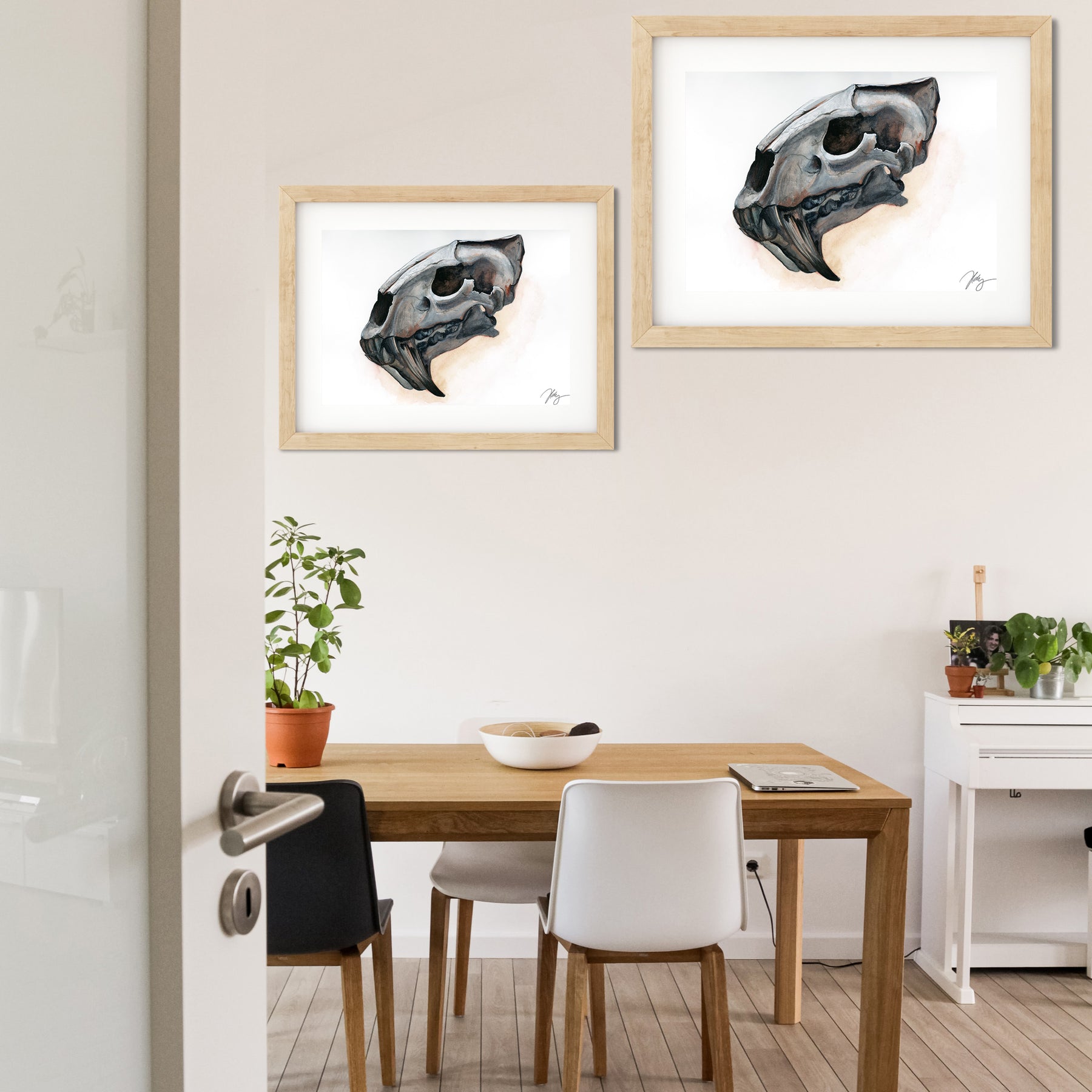 Sabretooth Tiger Skull Watercolor Animal Print | Wildlife Illustration | Wall Art