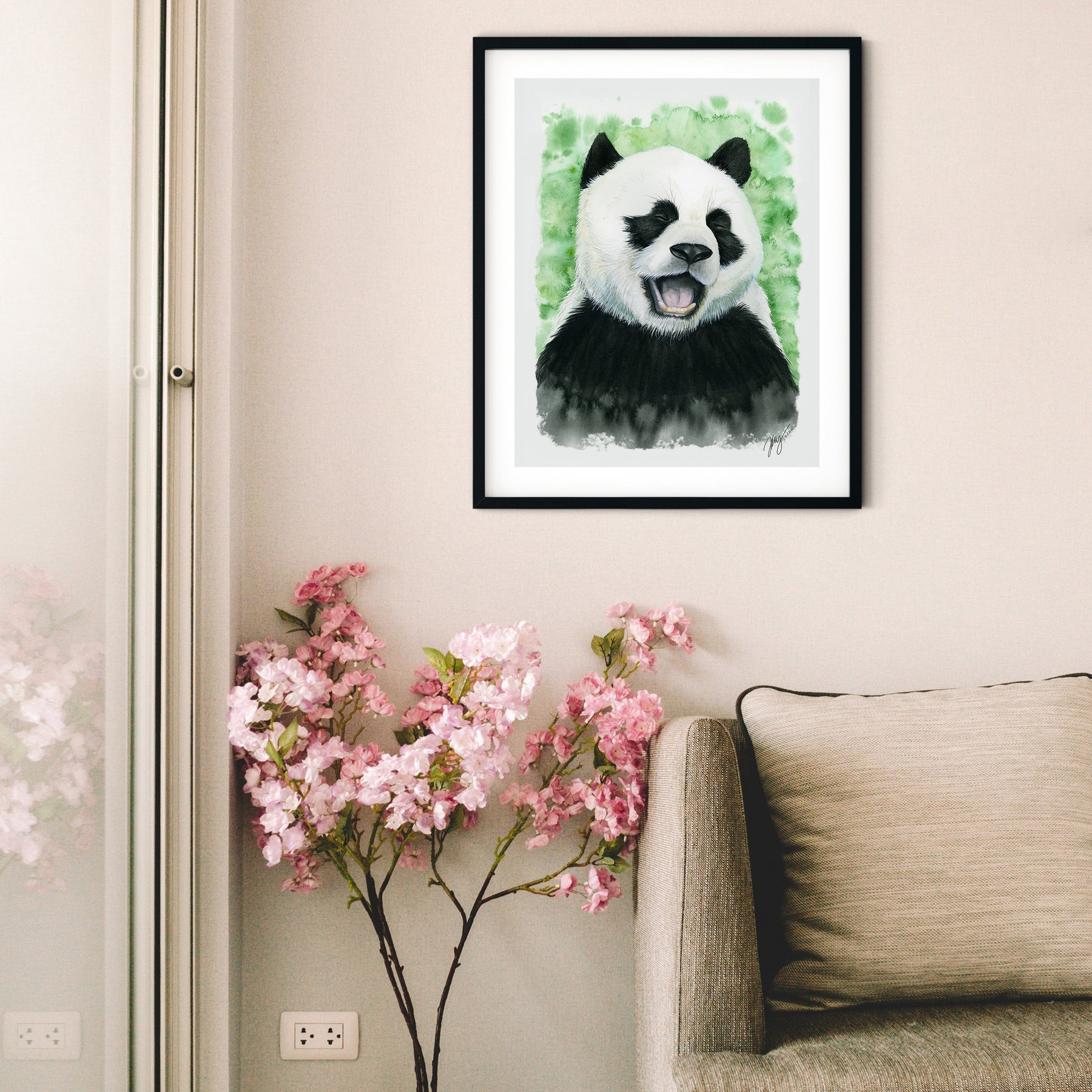 Laughing Panda Original Watercolor Animal Art | Wildlife Illustration | Wall Art