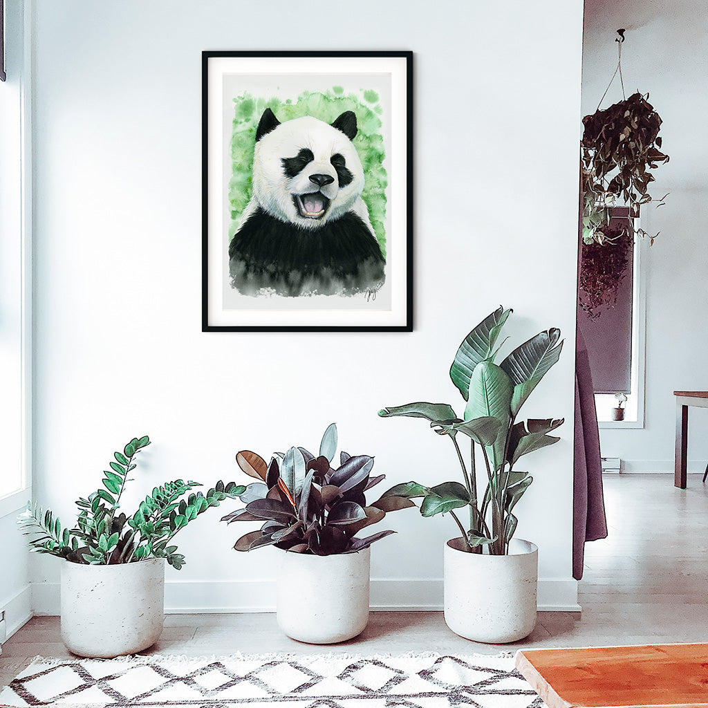 Laughing Panda Original Watercolor Animal Art | Wildlife Illustration | Wall Art