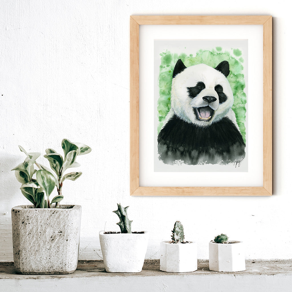 Laughing Panda Original Watercolor Animal Art | Wildlife Illustration | Wall Art
