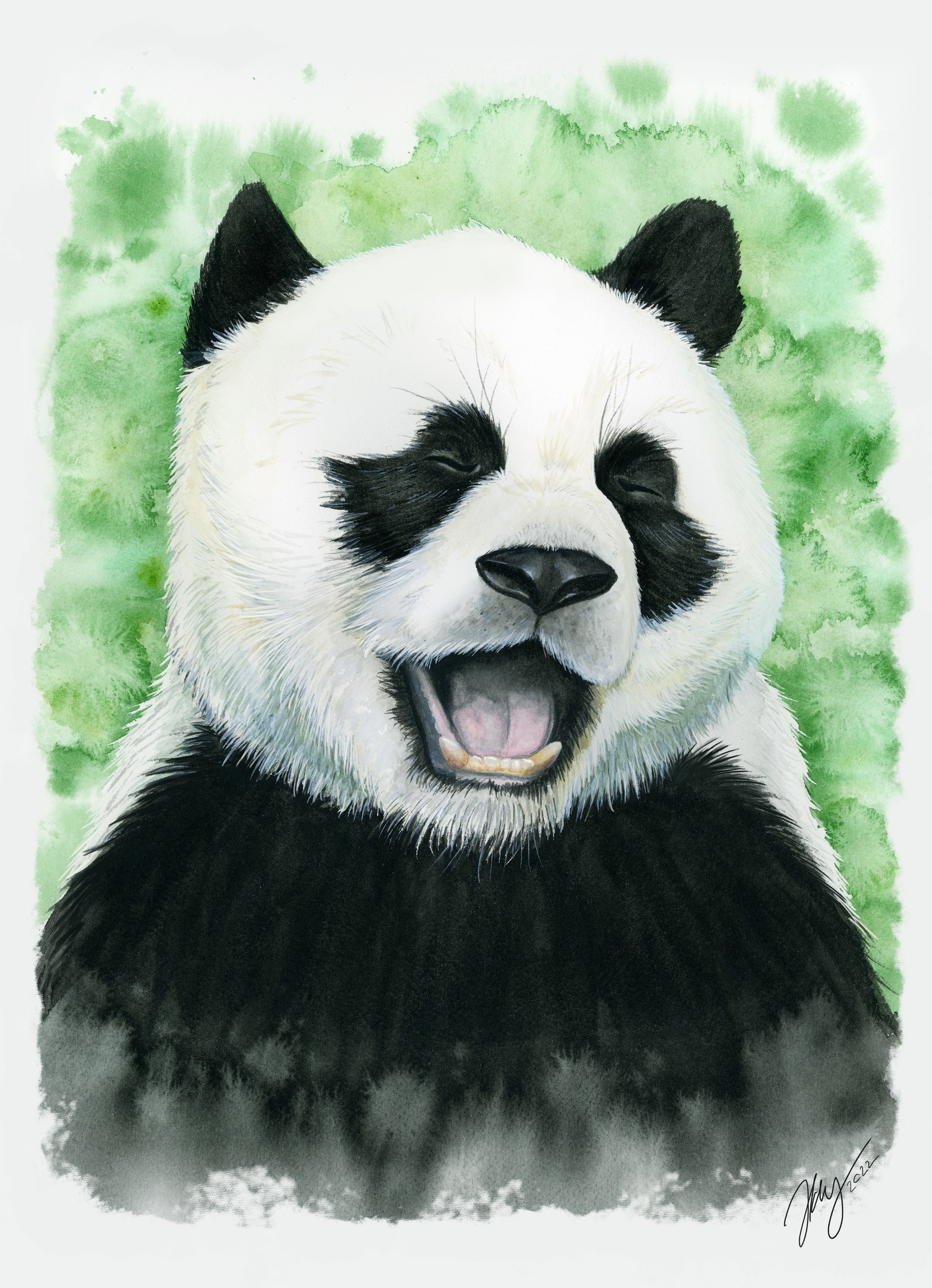 Laughing Panda Original Watercolor Animal Art | Wildlife Illustration | Wall Art