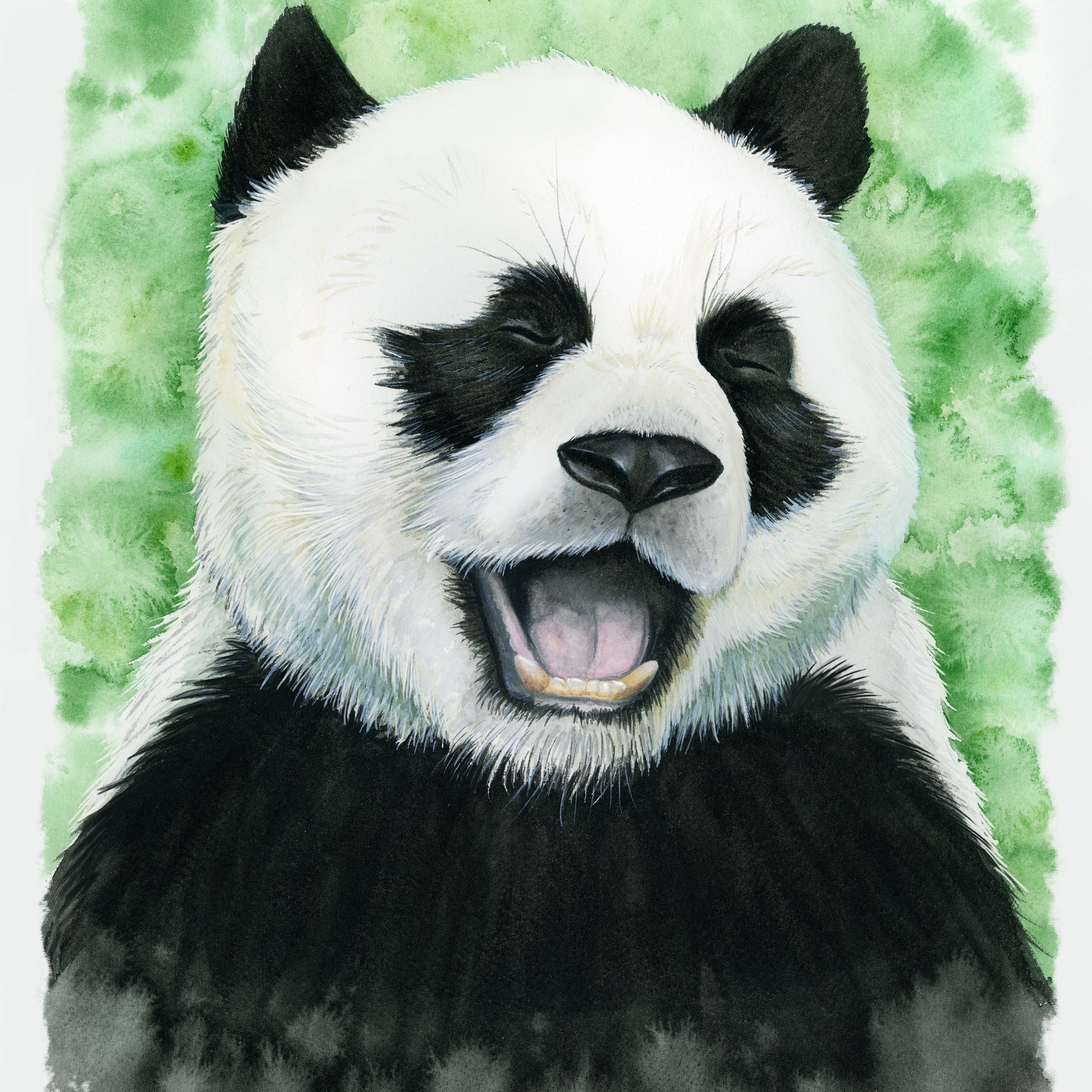 Laughing Panda Original Watercolor Animal Art | Wildlife Illustration | Wall Art