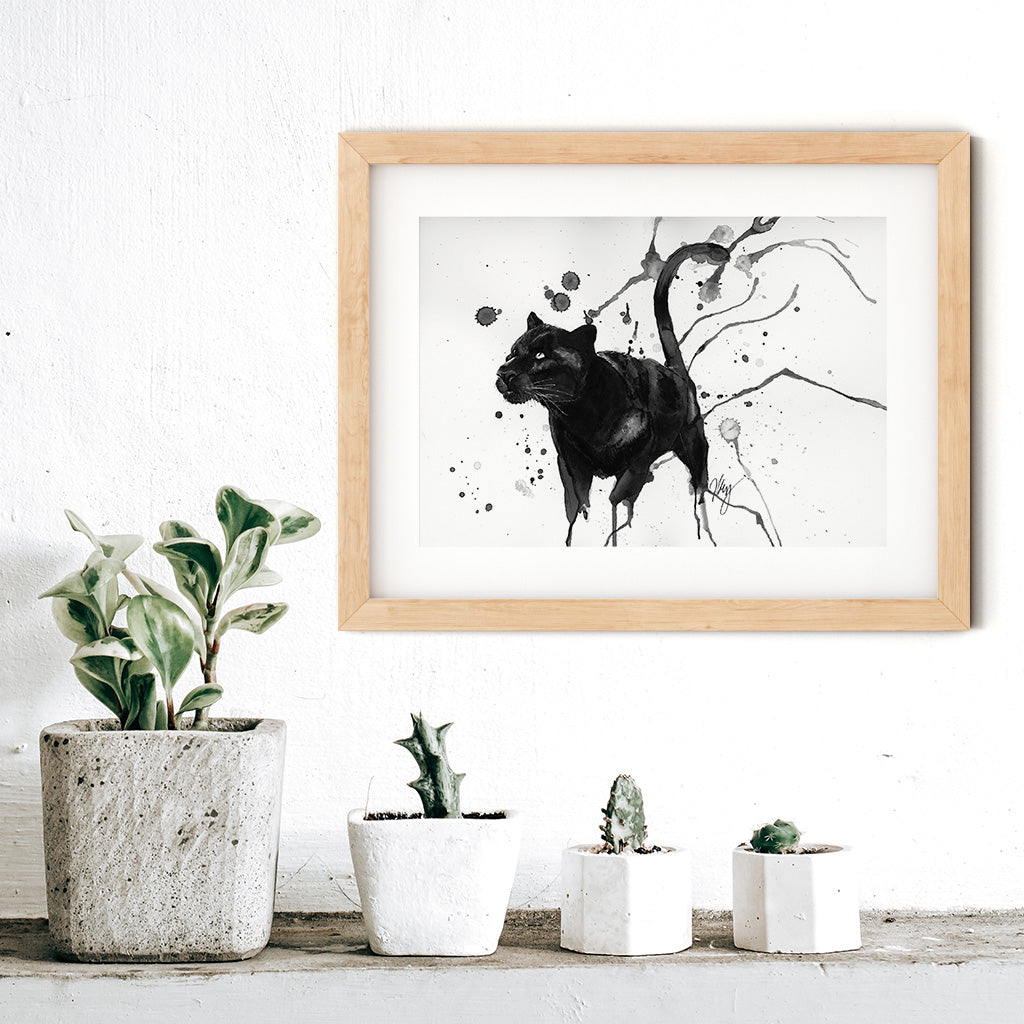 Panther Watercolor Animal Print | Wildlife Illustration | Wall Art