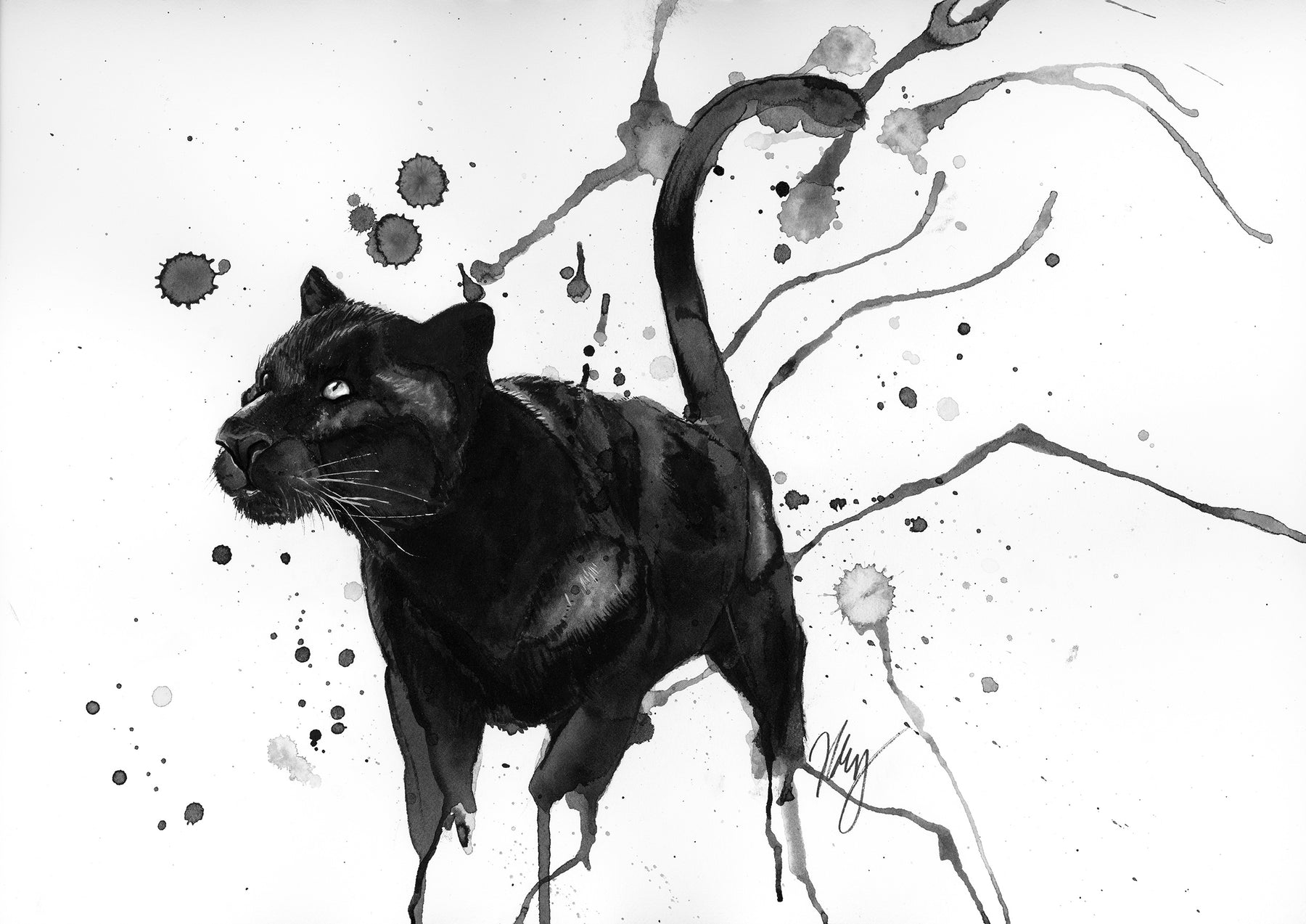 Panther Watercolor Animal Print | Wildlife Illustration | Wall Art