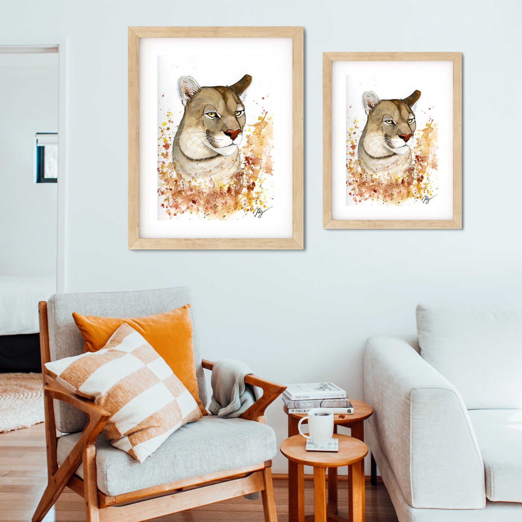 Puma Watercolor Animal Print | Wildlife Illustration | Wall Art