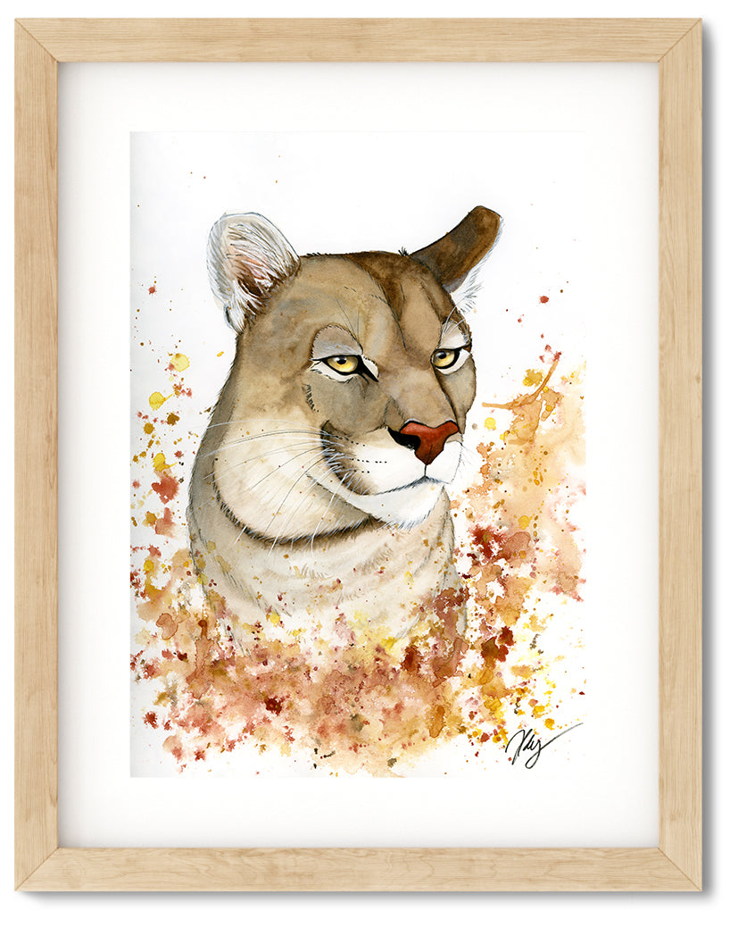 Puma Watercolor Animal Print | Wildlife Illustration | Wall Art