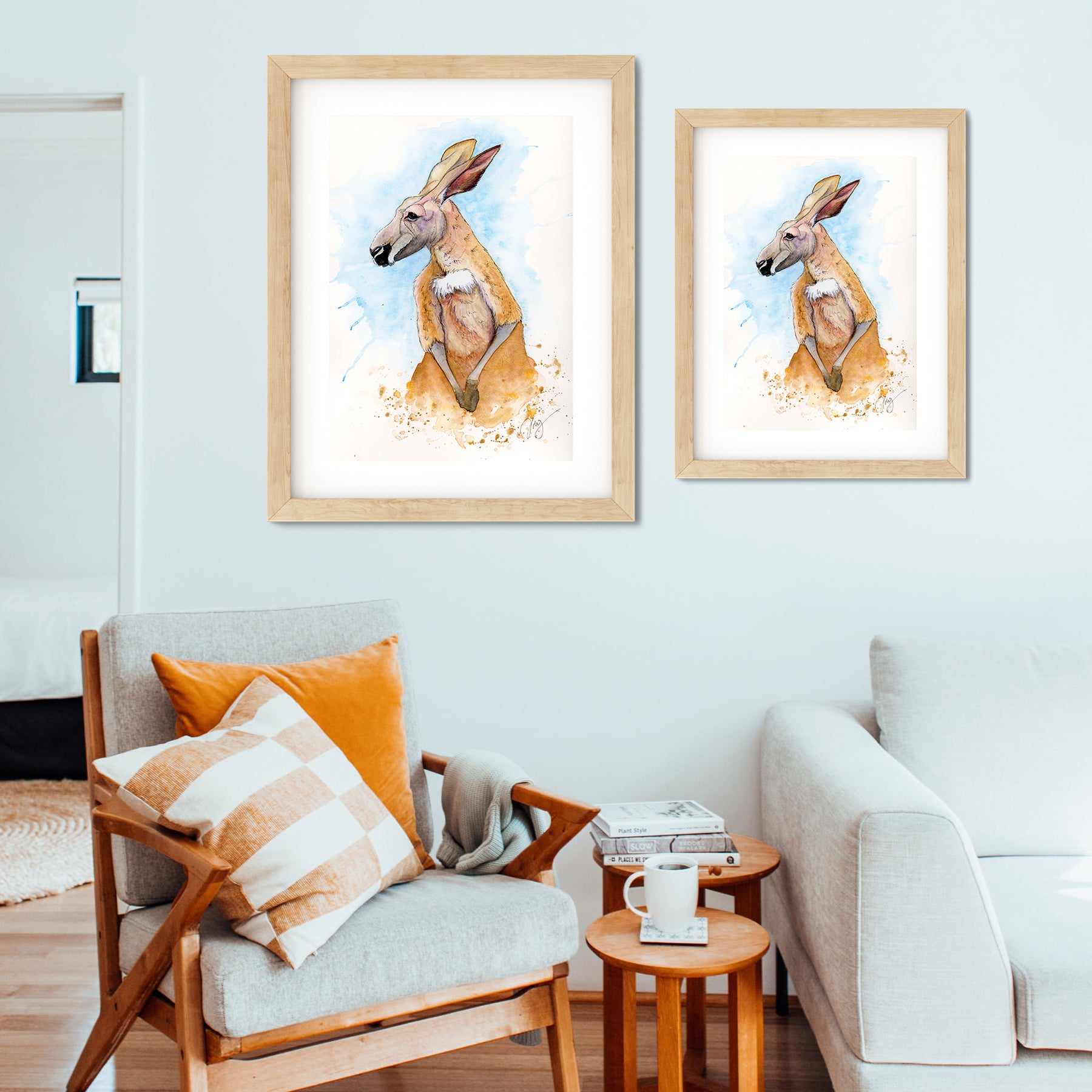 Red Kangaroo Watercolor Animal Print | Wildlife Illustration | Wall Art