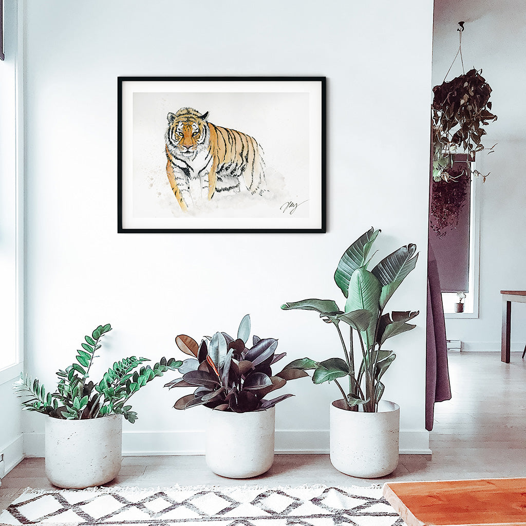 Tiger Watercolor Animal Print | Wildlife Illustration | Wall Art